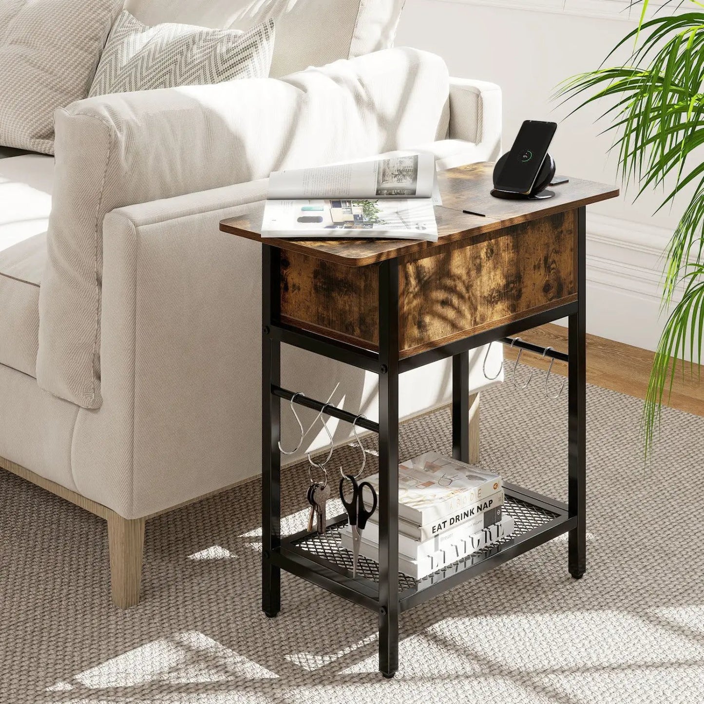 End Table Set With Charging Station and Hidden