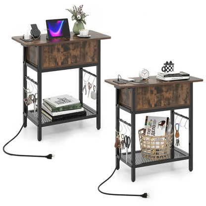 End Table Set With Charging Station and Hidden