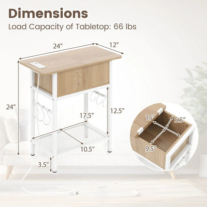 End Table Set With Charging Station and Hidden