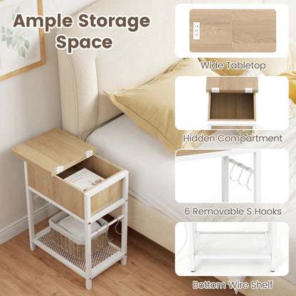 End Table Set With Charging Station and Hidden