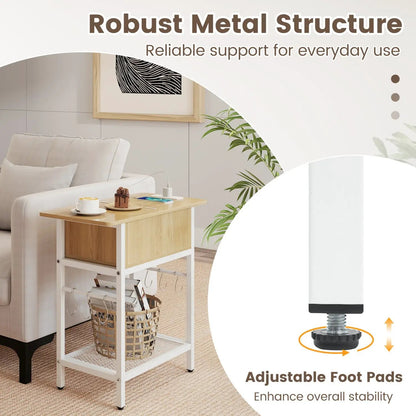 End Table Set With Charging Station and Hidden