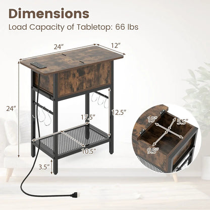 End Table Set With Charging Station and Hidden