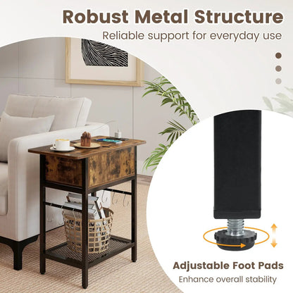 End Table Set With Charging Station and Hidden