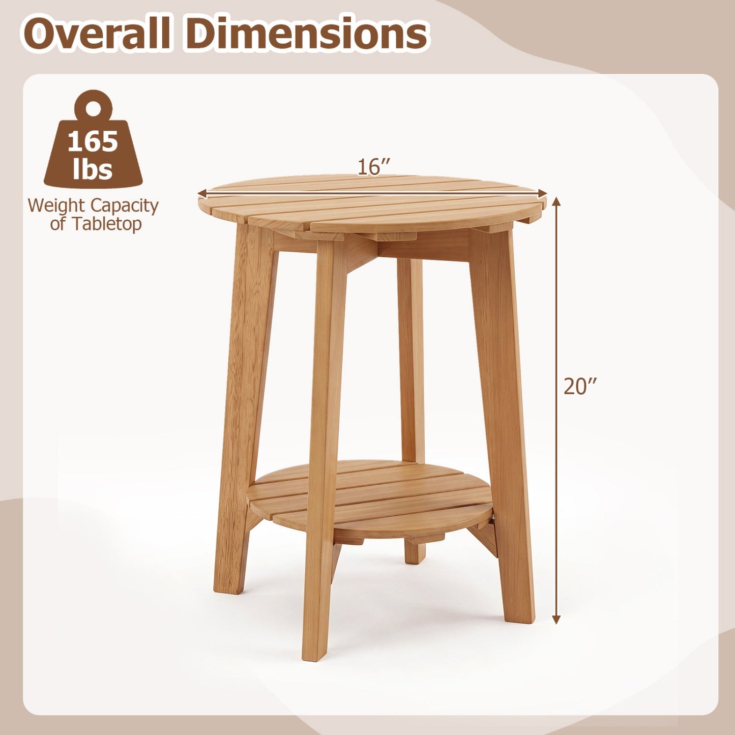 Eucalyptus wood side table set of 2 with storage shelf natural finish DirectDeals on Tampa Home & Garden Store