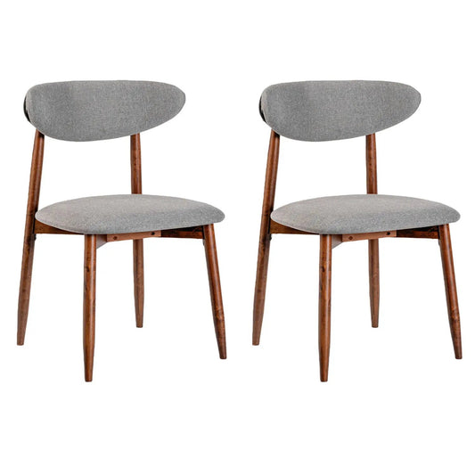 Upholstered dining chairs with curved back, gray fabric, set of 2, DirectDeals, wooden legs on Tampa Home & Garden Store