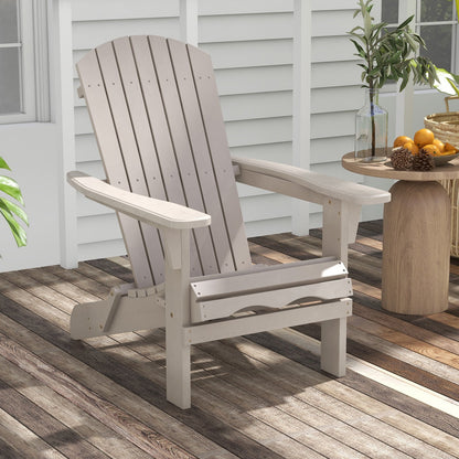 1 Silla Adirondack Plegable con Respaldo Alto y Reposabrazos Anchos-Gris