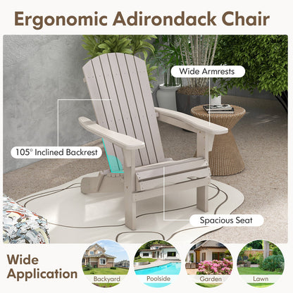 1 Silla Adirondack Plegable con Respaldo Alto y Reposabrazos Anchos-Gris