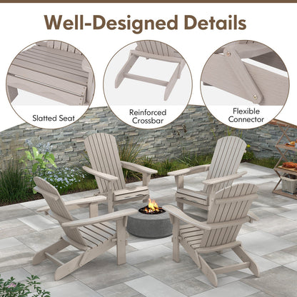 1 Silla Adirondack Plegable con Respaldo Alto y Reposabrazos Anchos-Gris