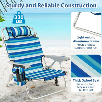 Folding Beach Chair with 4-Position Backrest