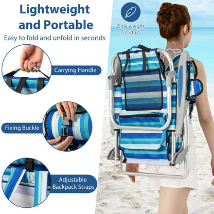 Folding Beach Chair with 4-Position Backrest
