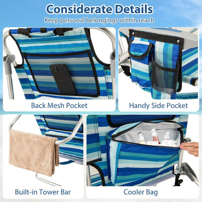 Folding Beach Chair with 4-Position Backrest