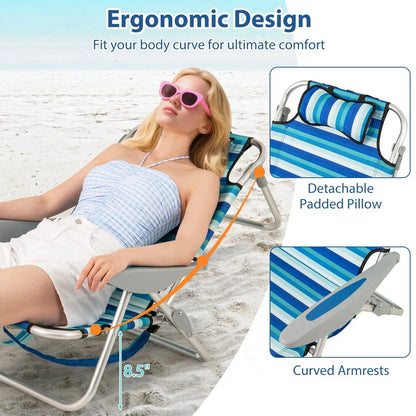 Folding Beach Chair with 4-Position Backrest