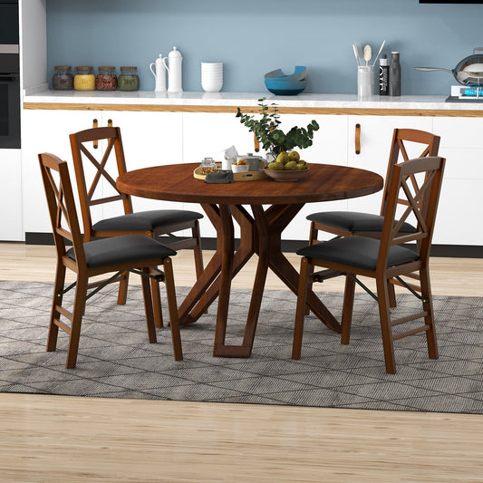 Set of 2 Folding Dining Chairs with 400 LBS Capacity-Brown - Tampa Home & Garden Store