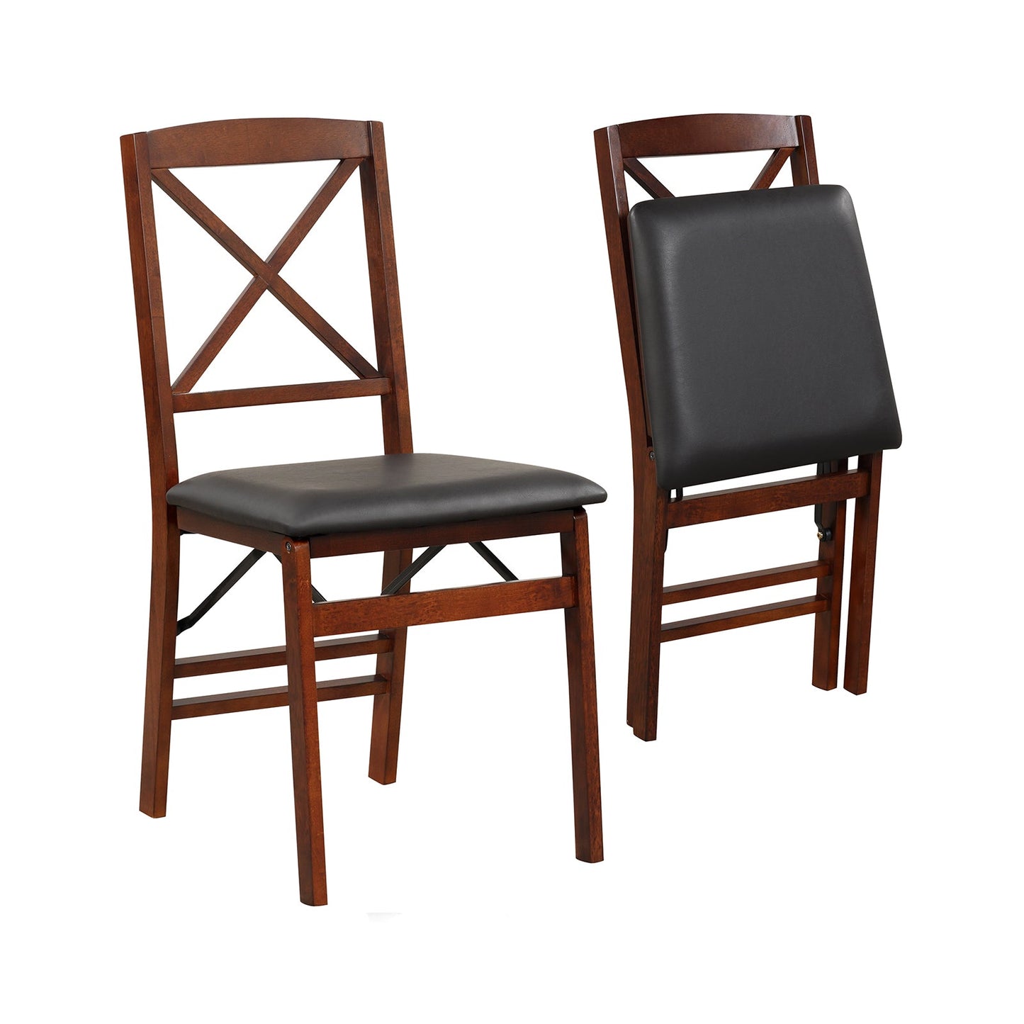 Set of 2 Folding Dining Chairs with 400 LBS Capacity-Brown - Tampa Home & Garden Store