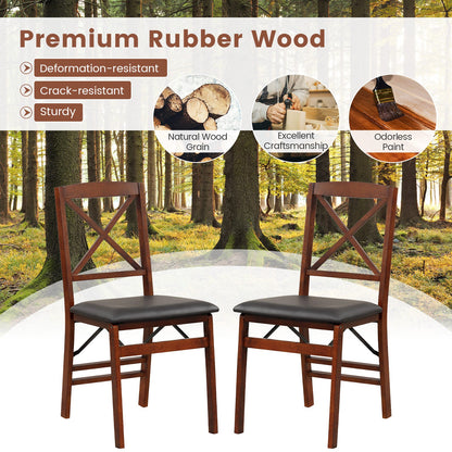 Set of 2 Folding Dining Chairs with 400 LBS Capacity-Brown - Tampa Home & Garden Store
