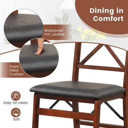Set of 2 Folding Dining Chairs with 400 LBS Capacity-Brown - Tampa Home & Garden Store