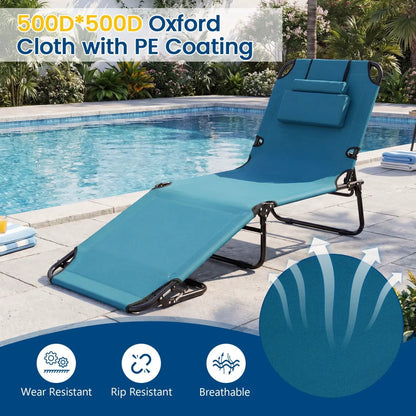 Set of 2 Folding Tanning Chairs with Face Hole