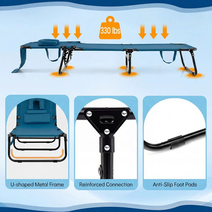 Set of 2 Folding Tanning Chairs with Face Hole
