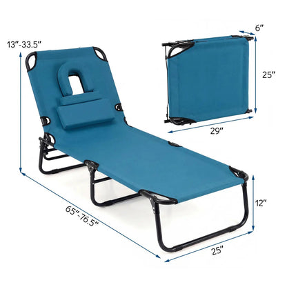 Set of 2 Folding Tanning Chairs with Face Hole