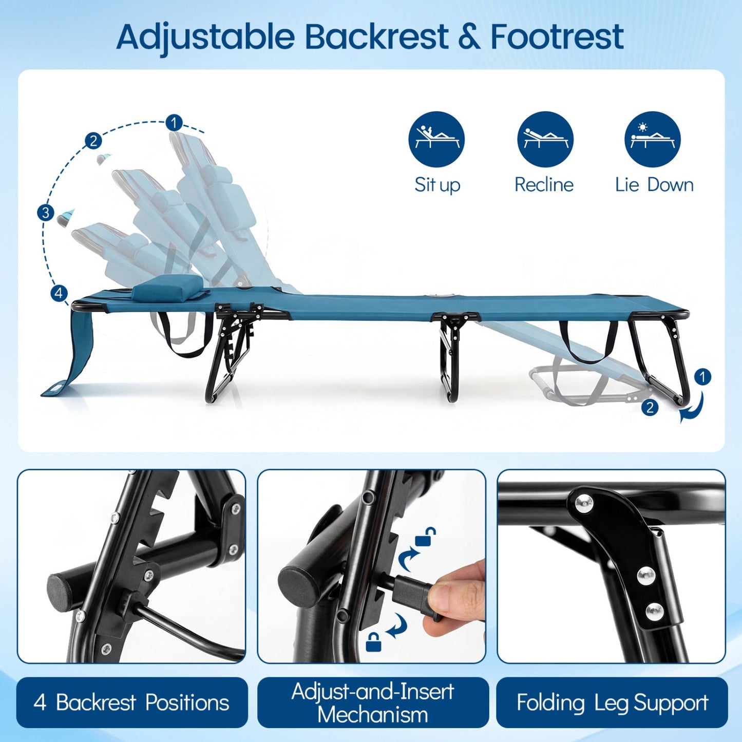 Set of 2 Folding Tanning Chairs with Face Hole