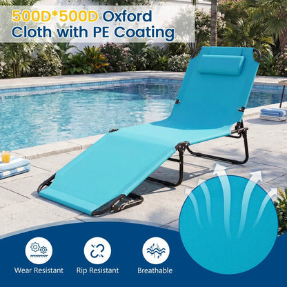 Set of 2 Folding Tanning Chairs with Face Hole