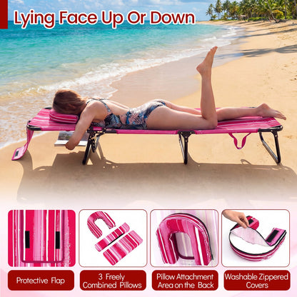 Set of 2 Folding Tanning Chairs with Face Hole