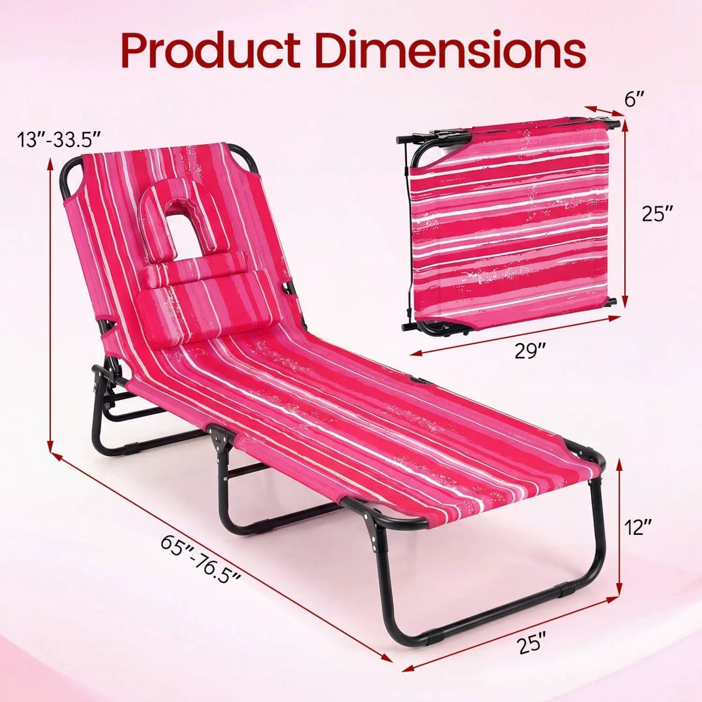 Set of 2 Folding Tanning Chairs with Face Hole