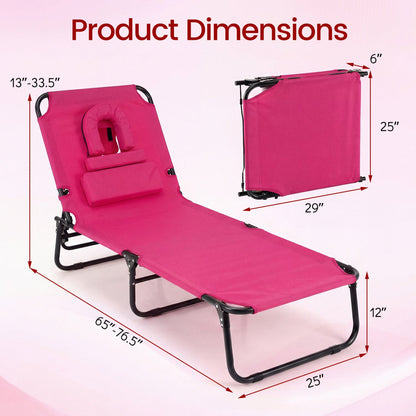 Set of 2 Folding Tanning Chairs with Face Hole