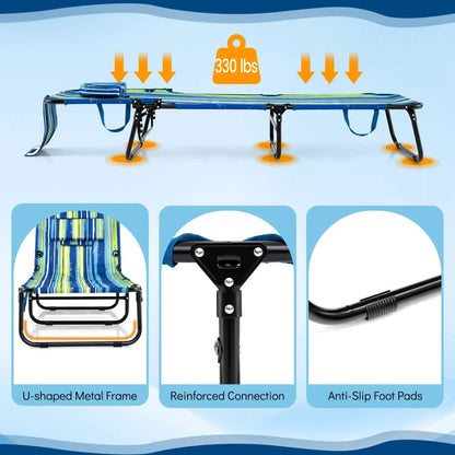 Set of 2 Folding Tanning Chairs with Face Hole