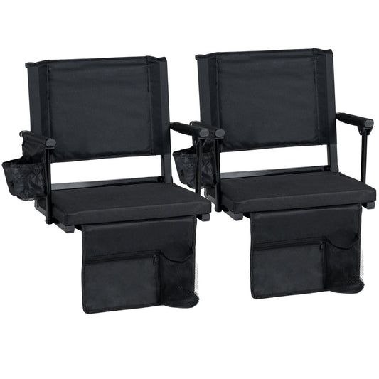 Folding stadium seat set of 2 with cup holders, black DirectDeals on Tampa Home & Garden Store
