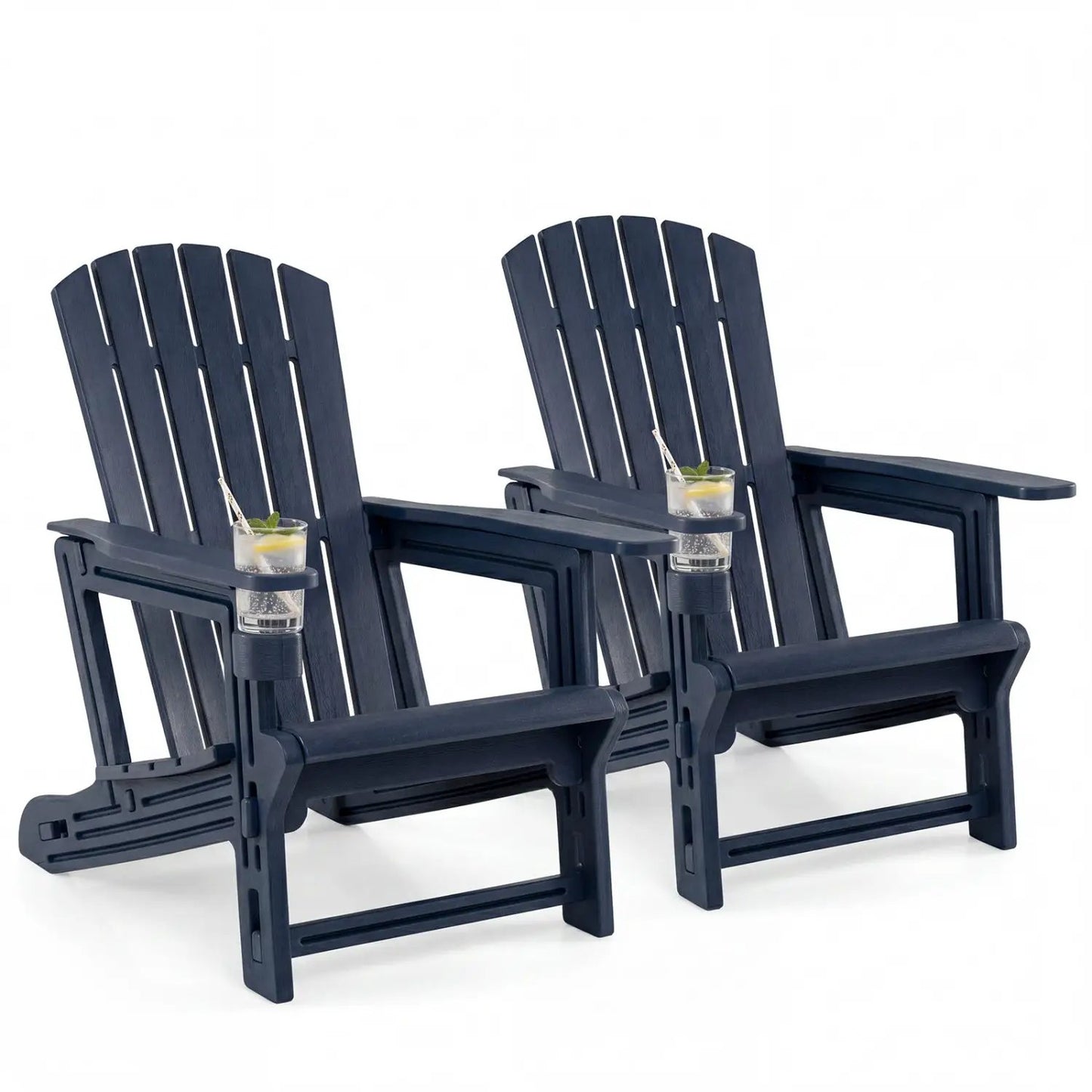 Adirondack Chairs Set Of 2 HDPE With Cup Holders