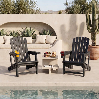 Adirondack Chairs Set Of 2 HDPE With Cup Holders