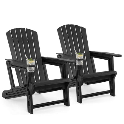 Adirondack Chairs Set Of 2 HDPE With Cup Holders