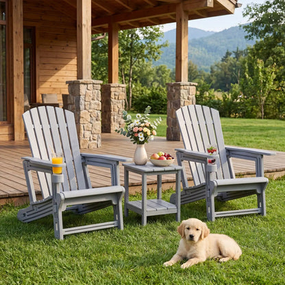Adirondack Chairs Set Of 2 HDPE With Cup Holders