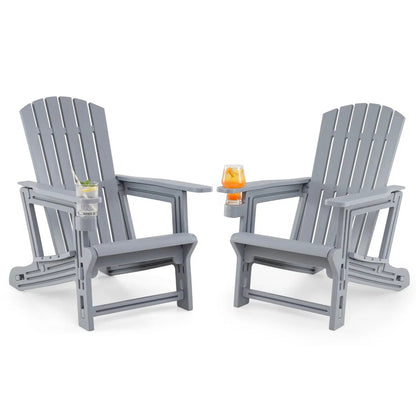 Adirondack Chairs Set Of 2 HDPE With Cup Holders