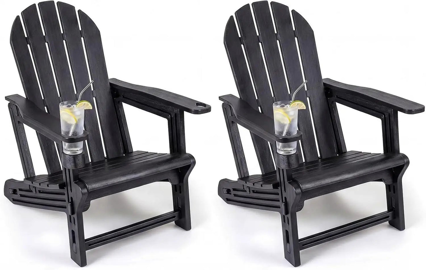 HDPE Adirondack Chairs Set of 2 with Cup Holders