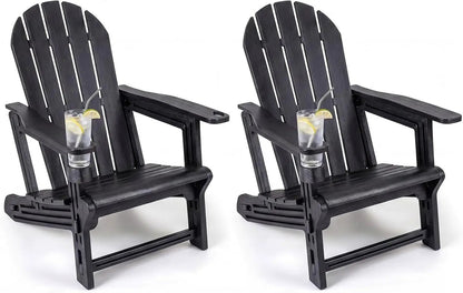 HDPE Adirondack Chairs Set of 2 with Cup Holders