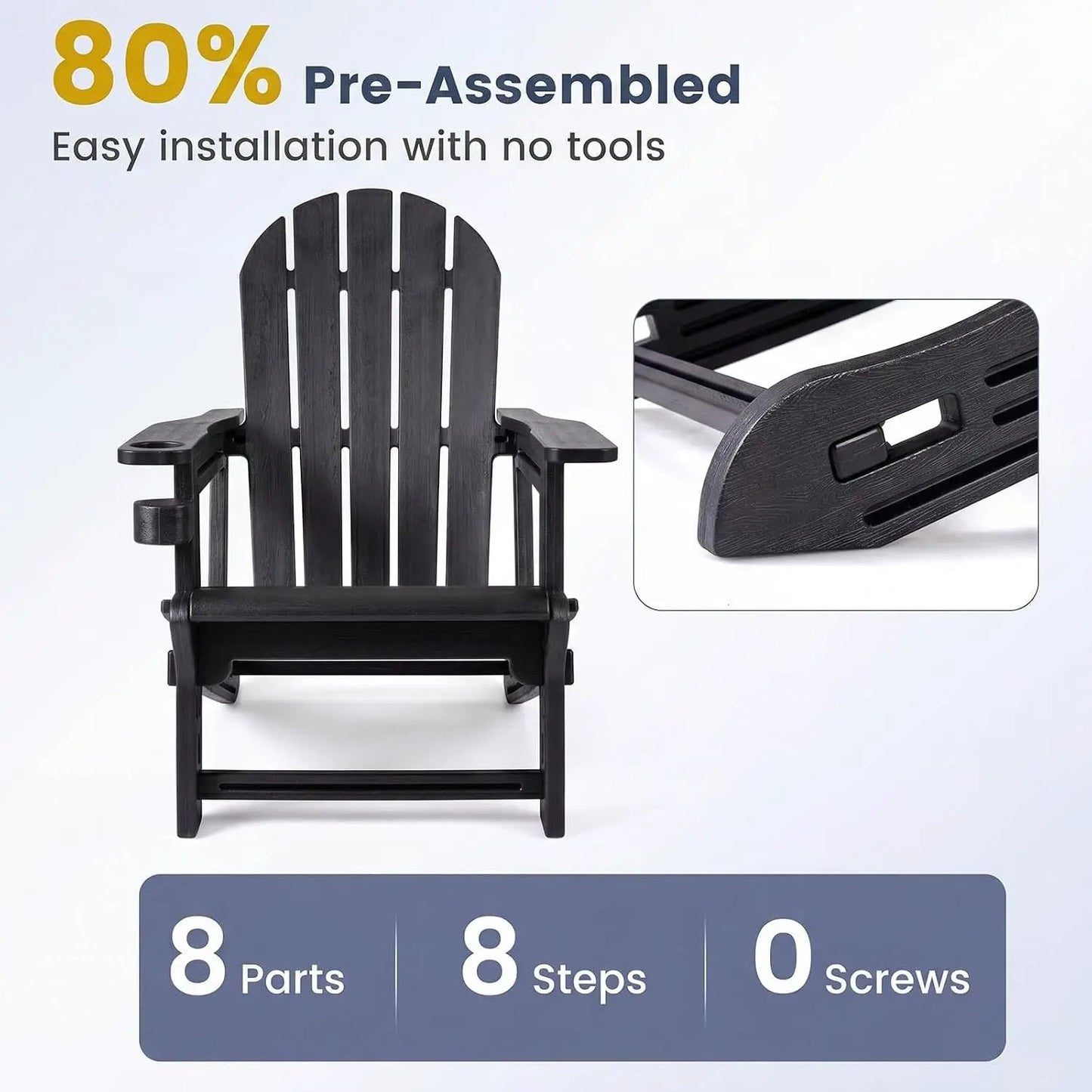 HDPE Adirondack Chairs Set of 2 with Cup Holders