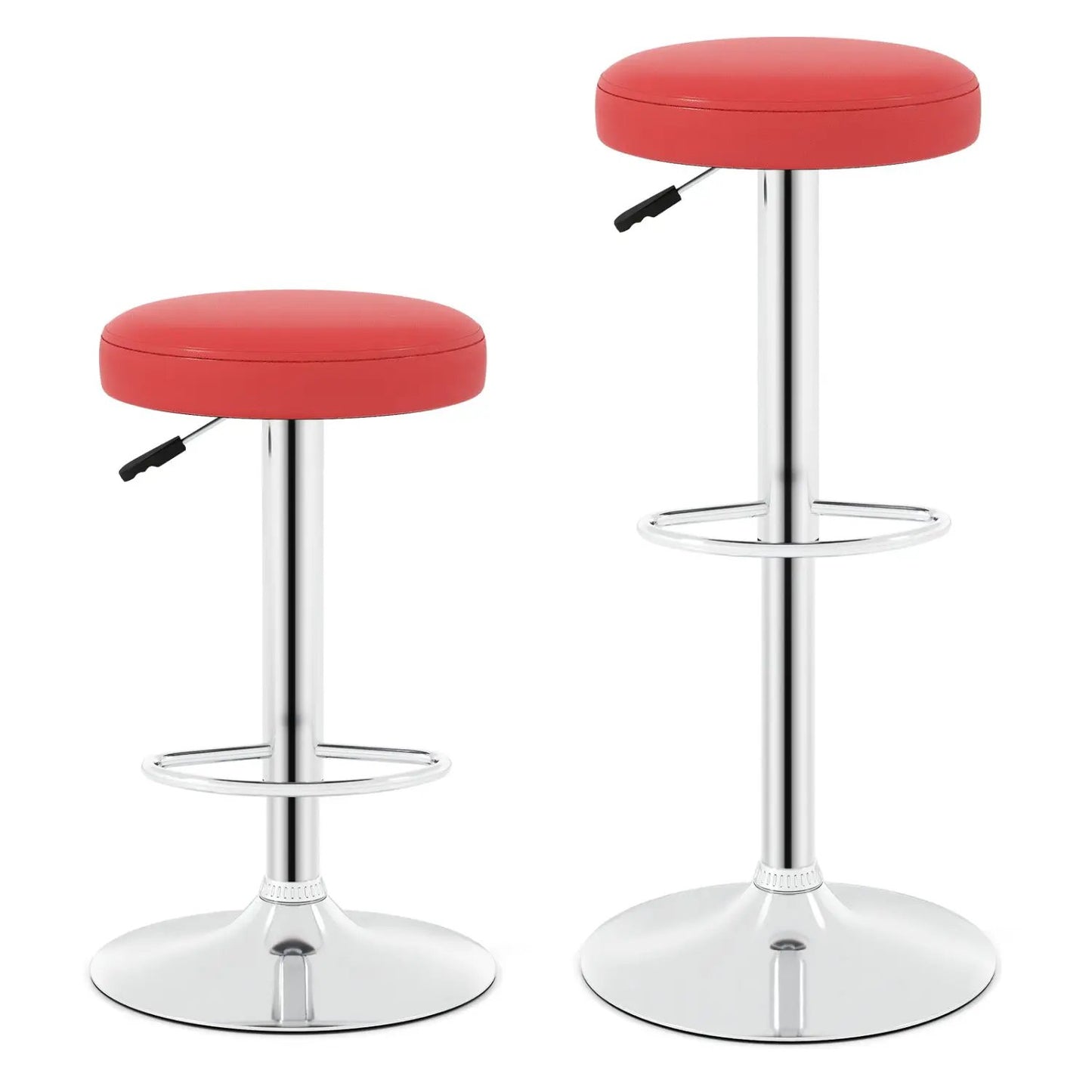 Height Adjustable Swivel Bar Stool Set of Two Red