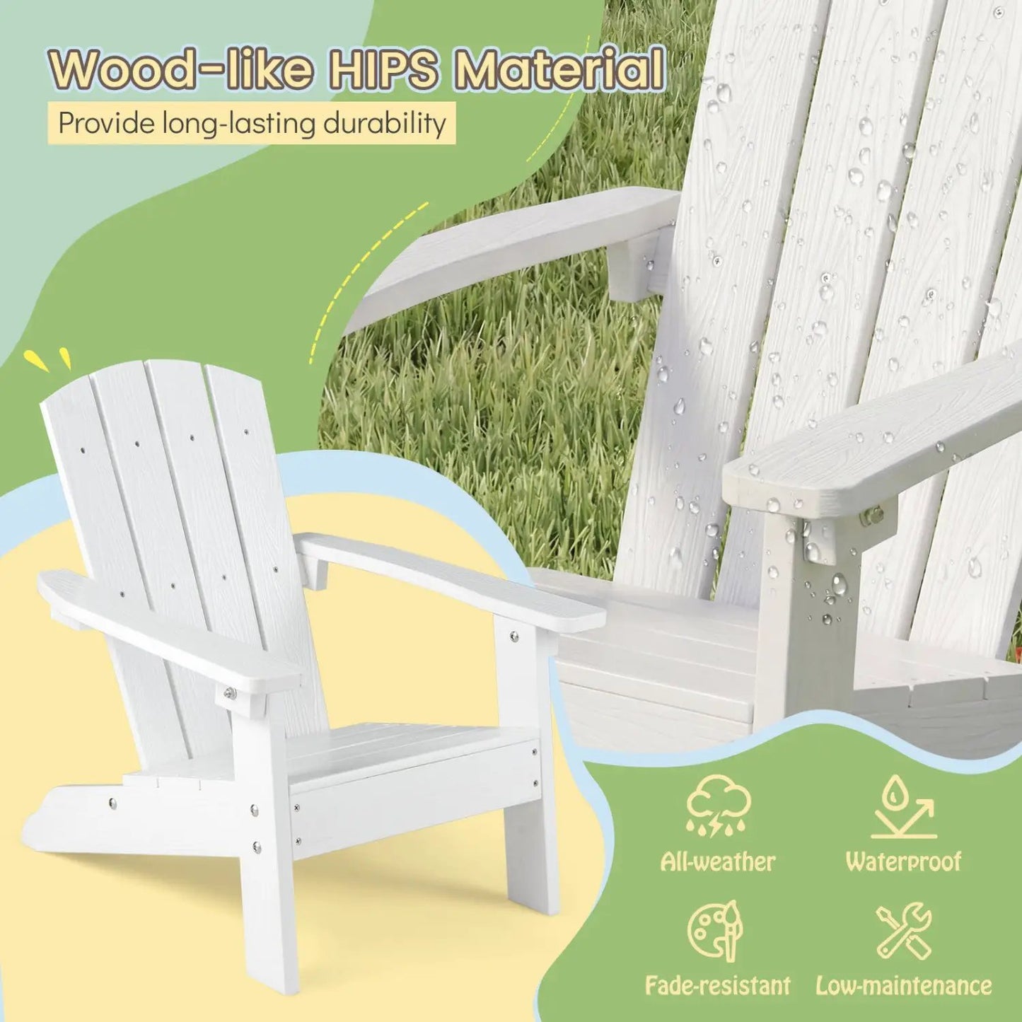 Two Kid Adirondack Chairs with High Backrest