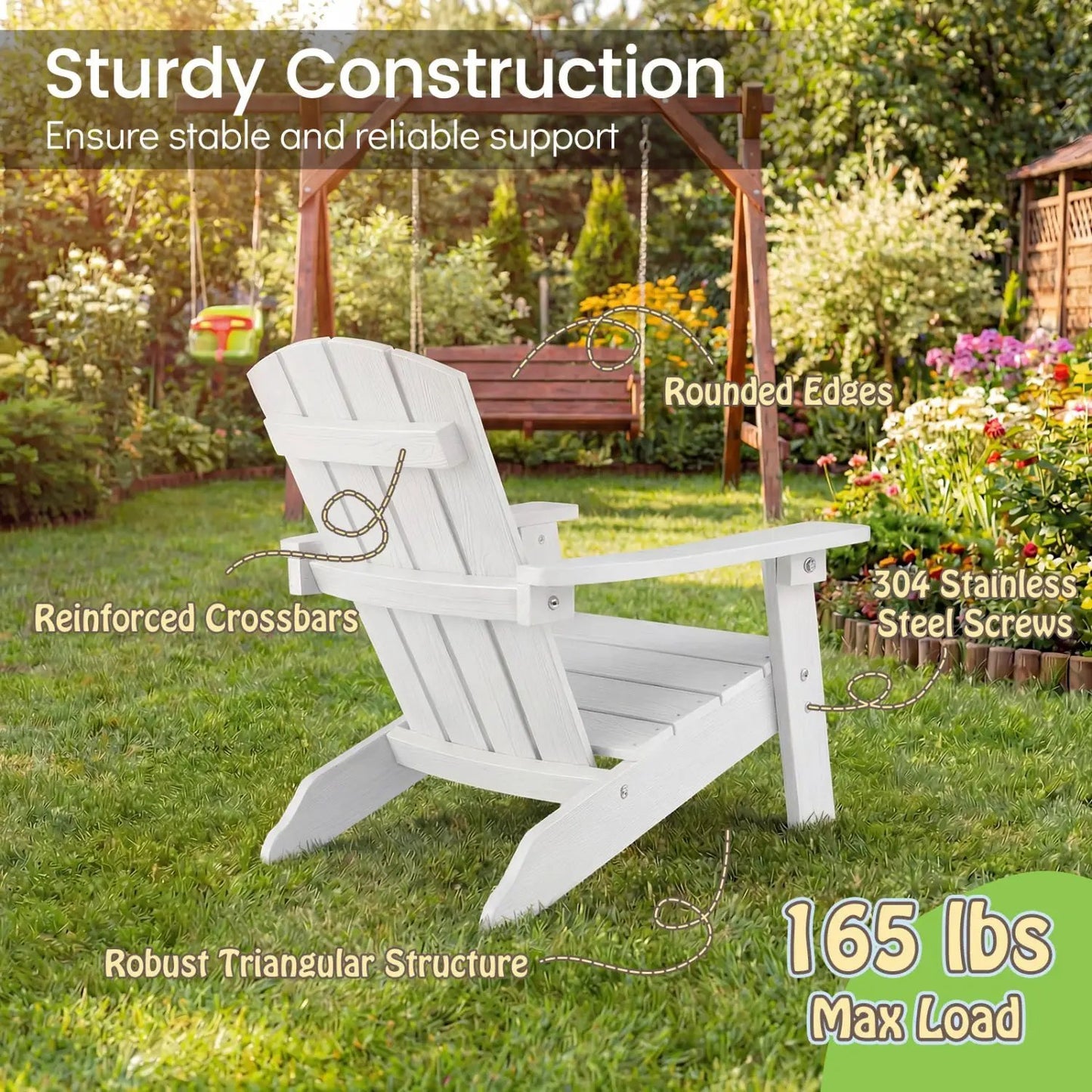 Two Kid Adirondack Chairs with High Backrest