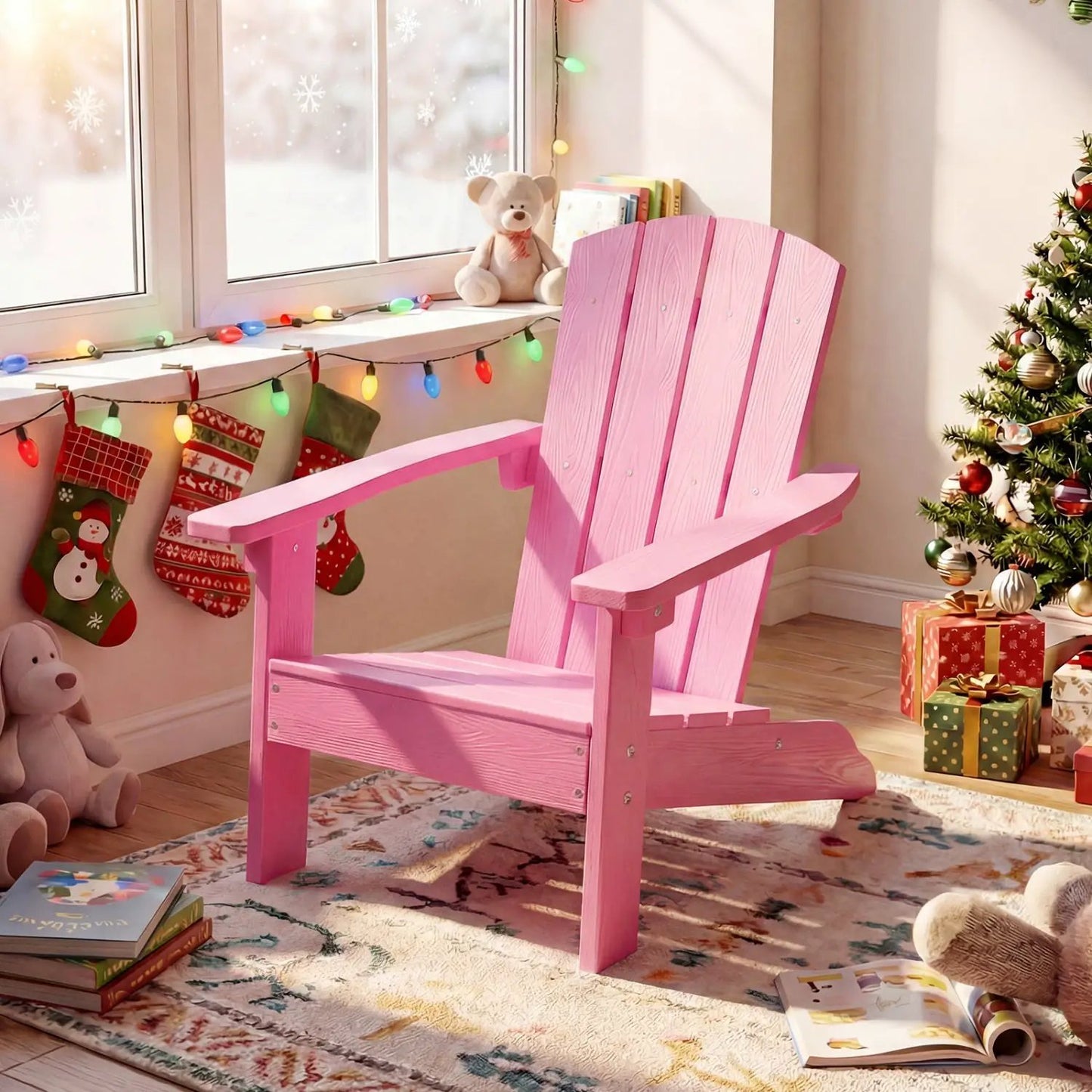 Two Kid Adirondack Chairs with High Backrest