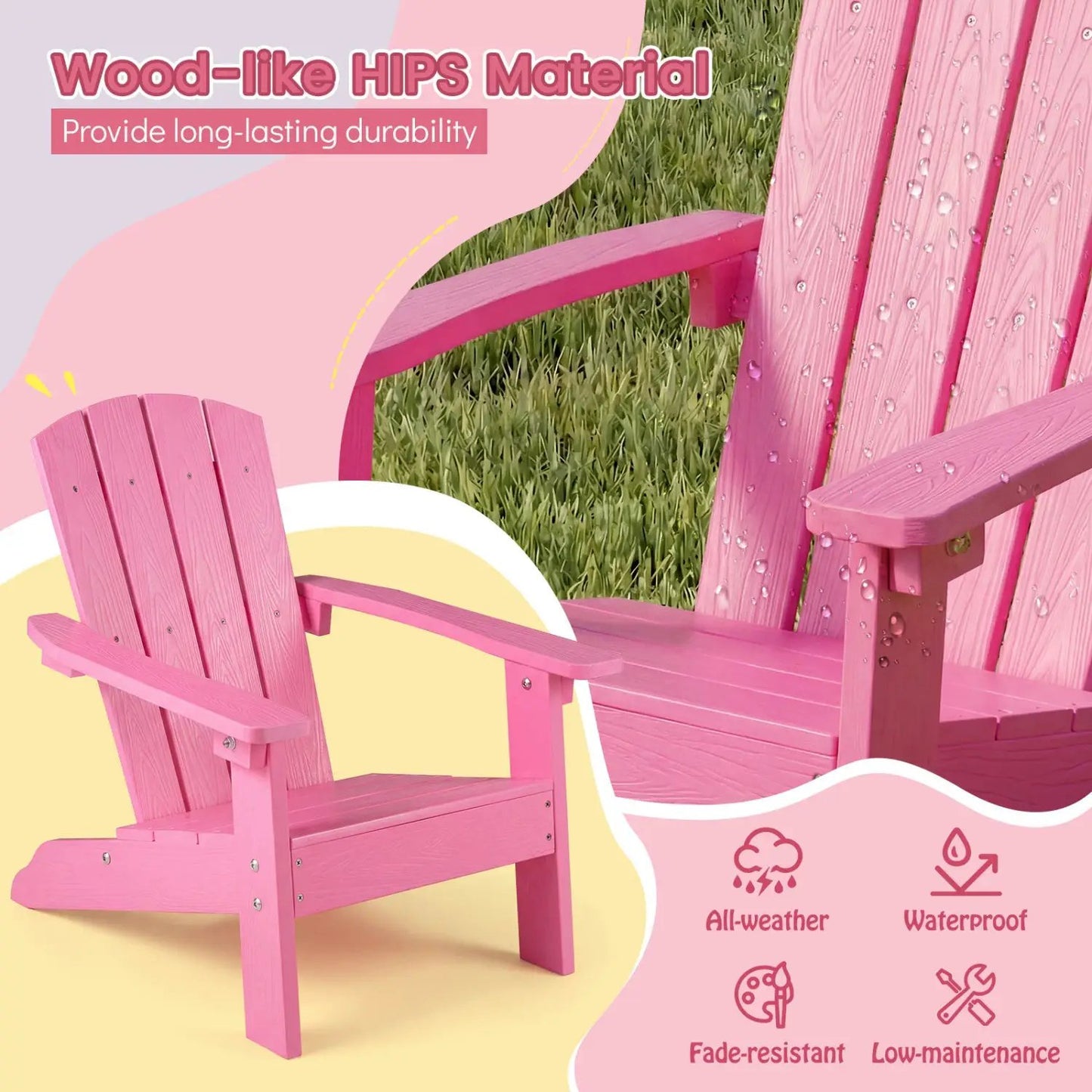 Two Kid Adirondack Chairs with High Backrest