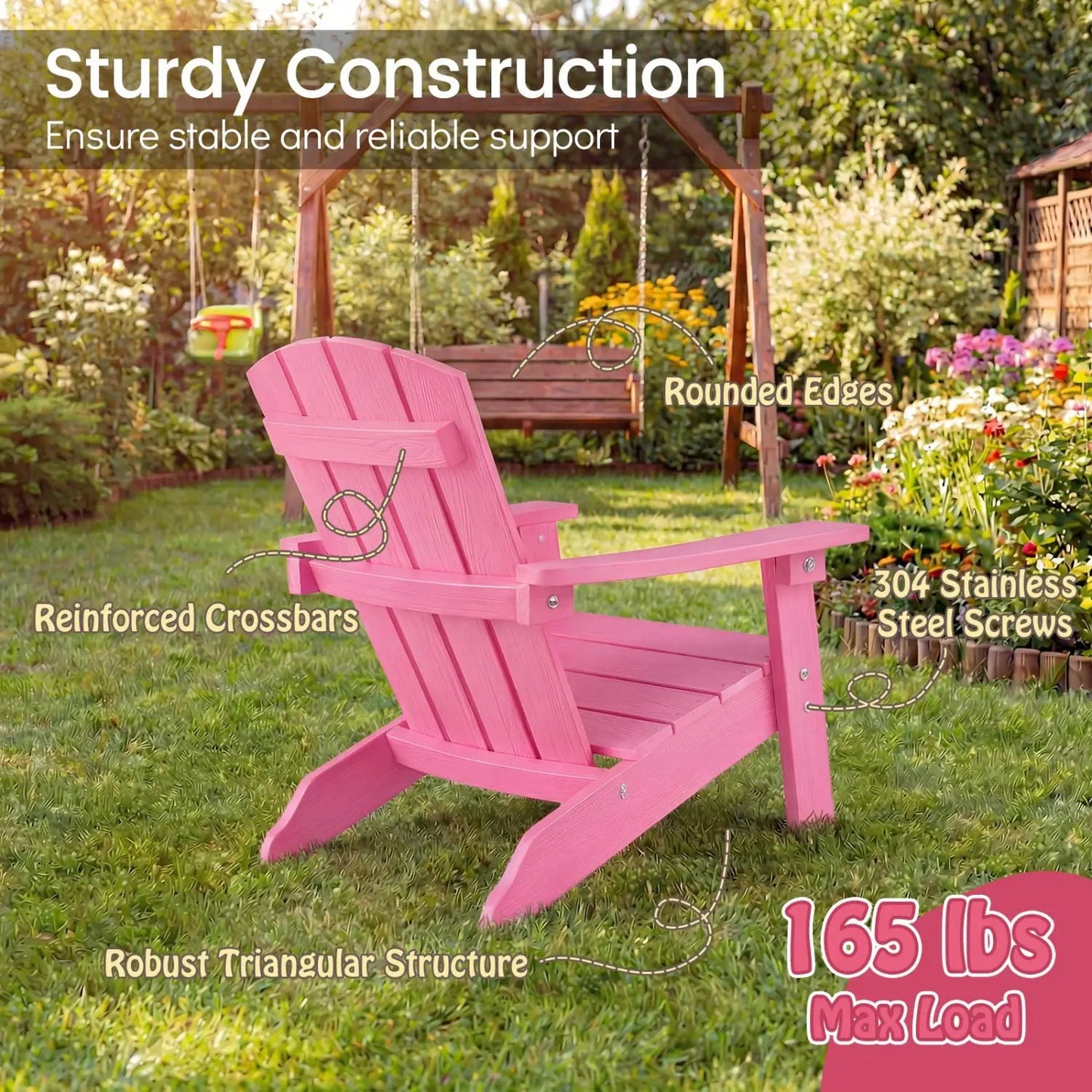 Two Kid Adirondack Chairs with High Backrest