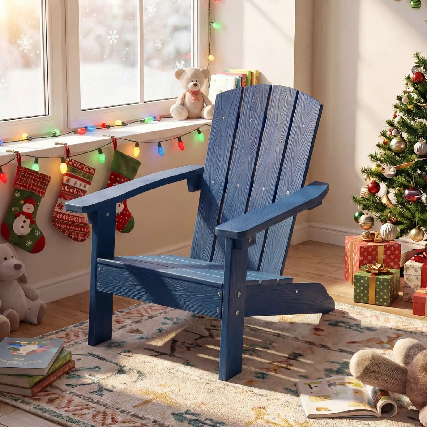 Two Kid Adirondack Chairs with High Backrest