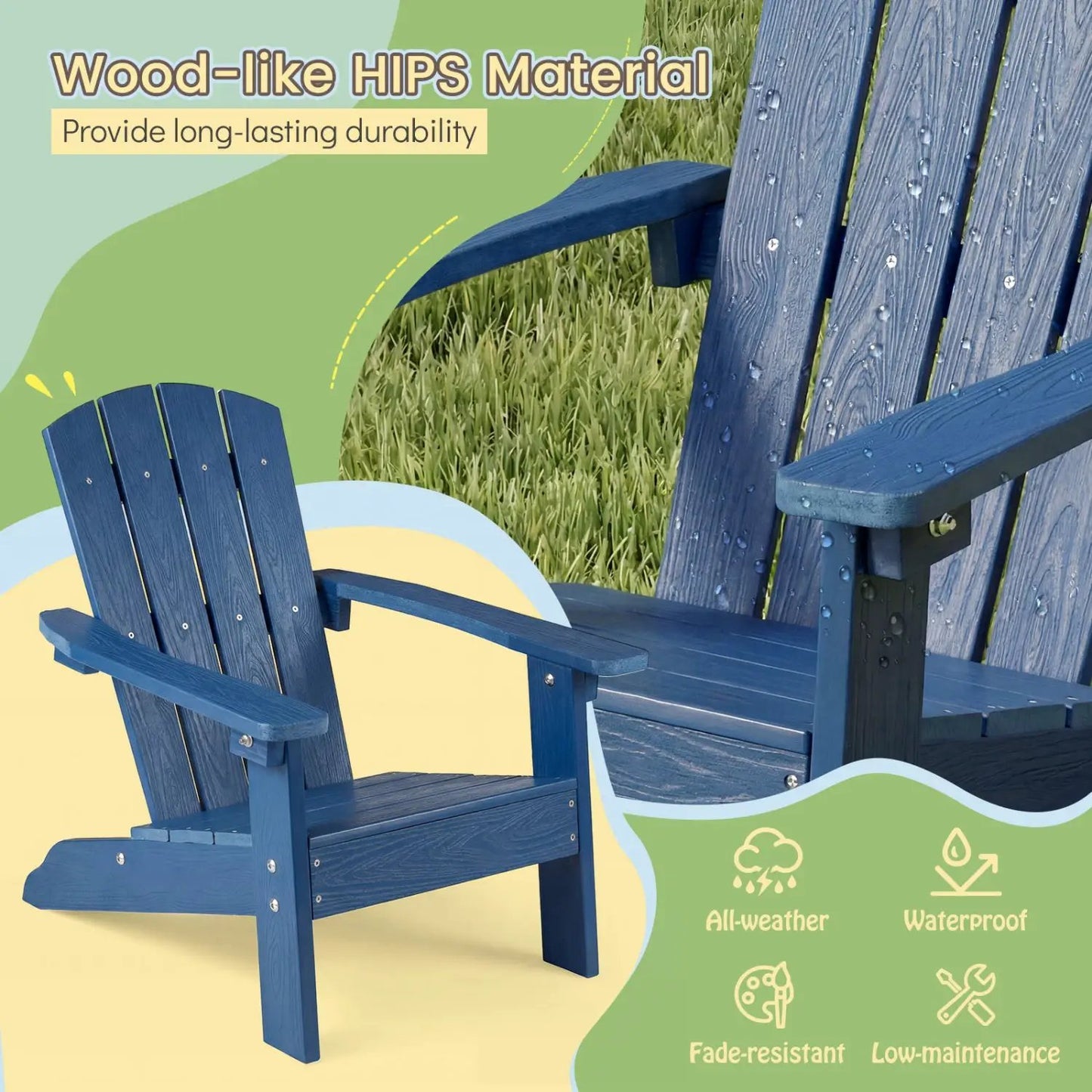 Two Kid Adirondack Chairs with High Backrest