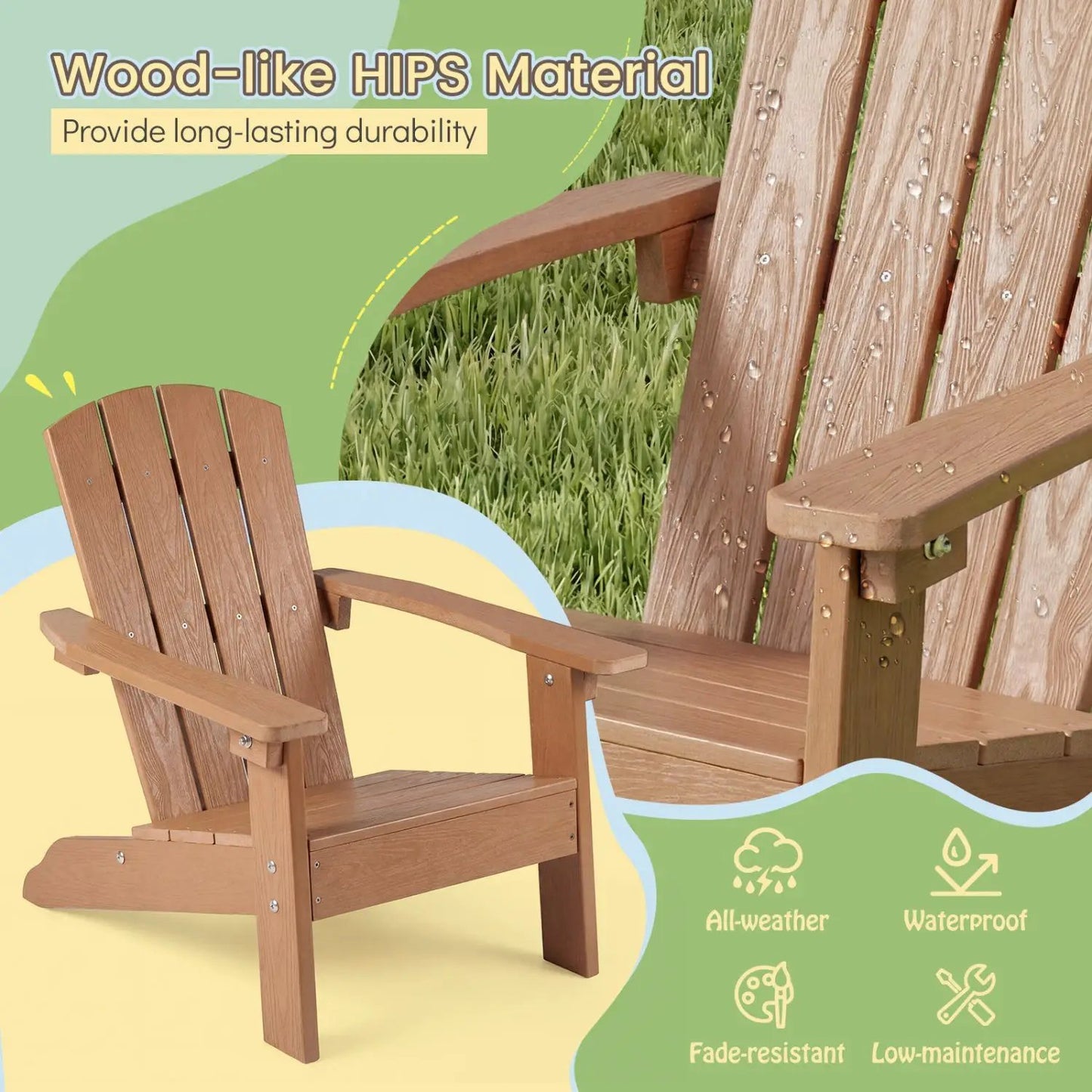 Two Kid Adirondack Chairs with High Backrest