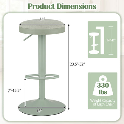 Bar stools set of 2 by DirectDeals with padded sage green seats and adjustable height on Tampa Home & Garden Store
