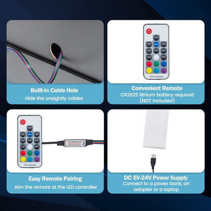 Mesita de noche LED con 2 cajones de almacenamiento para dormitorio - Negro