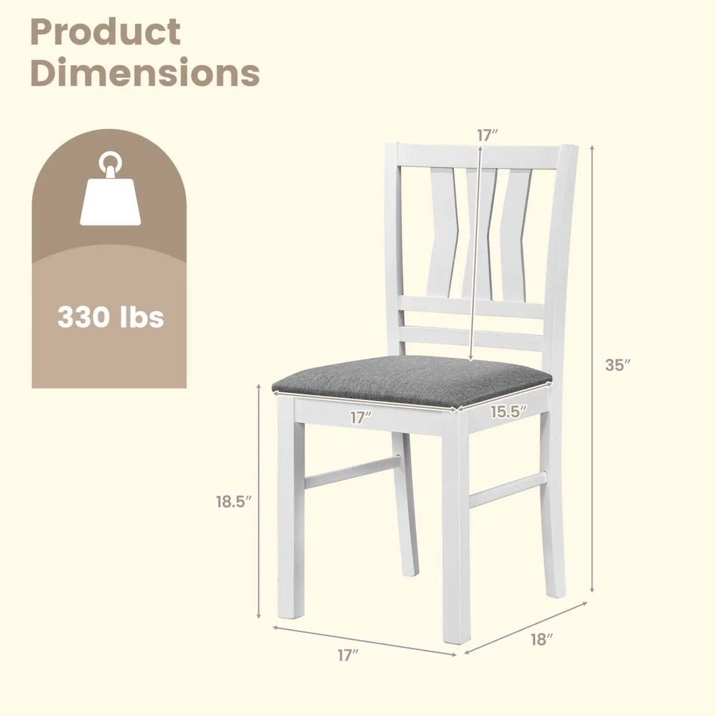 Upholstered Dining Chairs Set of 2 with Wood Frame